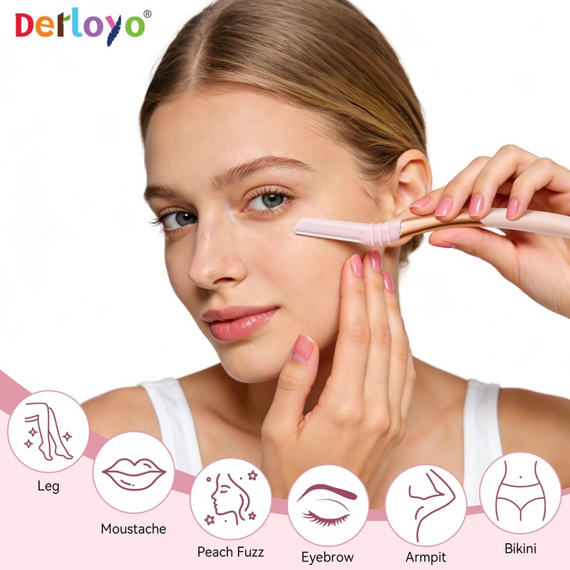 Eyebrow Razor and Face Razor for Women, Reusable Metal Handle