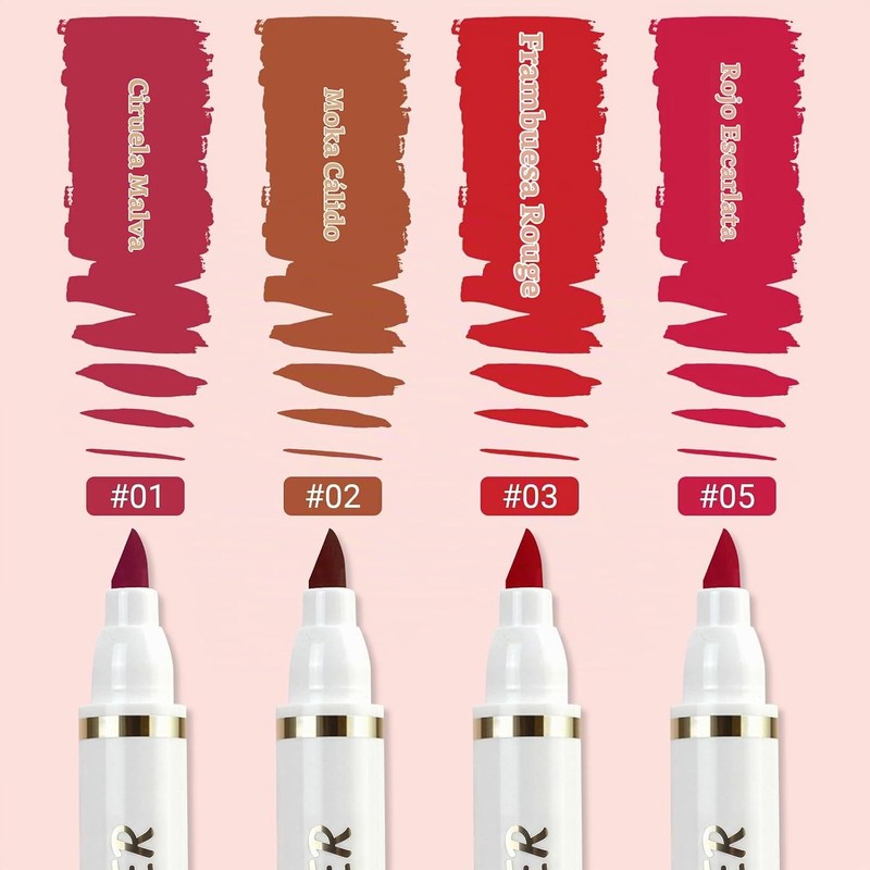 Erinde Lápiz Delineador de Labios Líquido, Resistente al Agua,#E01