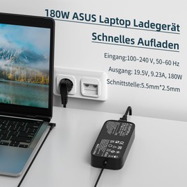 180W ASUS Charging Cable 19.5V 9.23A Power Supply for ASUS Rog Gaming G750JM G751JM G750JS G752VT G750JW G750JX G55 G55VW G70 G75 G75VW G75VX GL70280MB FA-11 80MB MB FA- 1180MB FA 5.5 x 2.5 mm Charger