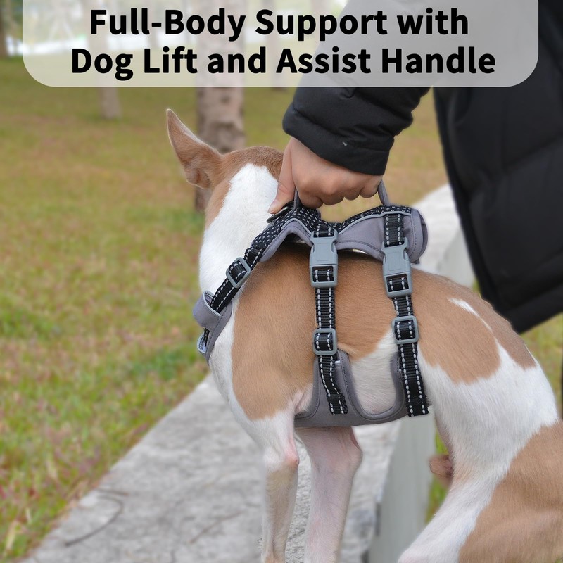 Huntboo Reflective Dog Harness with Handle, Escape Proof, No Slip,