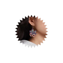 Wendalern Carnival Masks Earrings Tribal Wooden Masks Dangle Earrings Colourful Mask Drops Hollowed Earrings Festive Carnival Jewellery for Women and Girls, Wood, No Gemstone