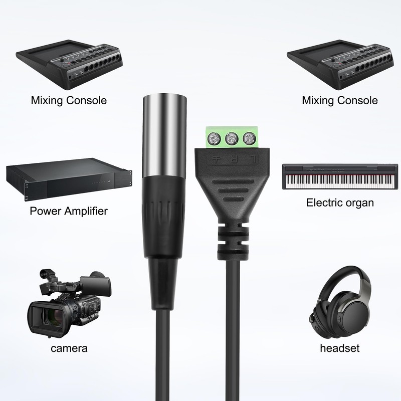 XMSJSIY Mini XLR to Screw Terminal Block Adapter Audio Microphone