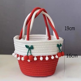 2 x ZONADA Colorful Handwoven Gift Basket – Ideal for Easter, Christmas, Birthdays, Party Favors, Candy Bags, Bakery Packaging, Holiday Treats, and Decorative Storage (red)