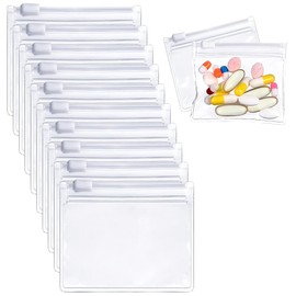 Pack of 10 Ziplock Bags, Resealable Waterproof Plastic Bags, Sealable Zip Bags, Plastic Bags with Ziplock Bags, Food Safe, Transparent