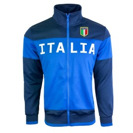 Men's Italy Jacket, Full Zip Italia Soccer Track Jacket With Zipper Pockets (X-Large)
