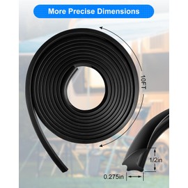 RV Window Seal 0.5 X 0.275 Inch Upgrade Weather Stripping Window Seal Rubber Stationary Glass Edge Seal, Car RV Window Seal Trim Locking Gasket Insulation Temperature Noise for Boat Truck Camper, 10FT