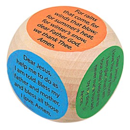 Prayer Cube - Religious Educational Tool - Wooden Cube - 1.5 Inch - 6 Prayers - Colorful - Unisex - Communion - Novelty