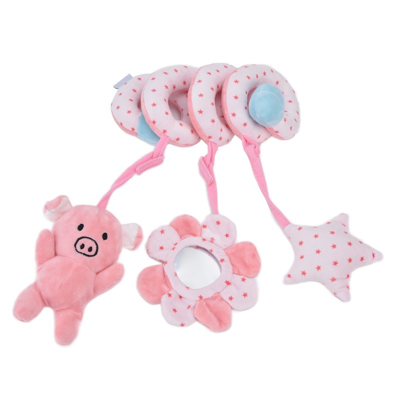 Baby Plush Animal Stroller Toys Spiral Activity Hanging Toys Ringing