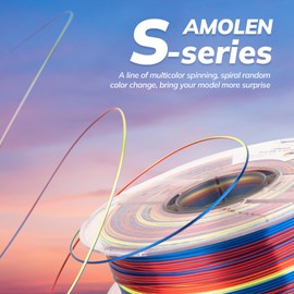 AMOLEN Silk PLA 3D Printer Filament, Shiny Multicolor Rainbow Twilight PLA Filament 1.75mm, Fast Color Change PLA 3D Printing Filament for Most FDM 3D Printer, 1kg (2.2lbs)
