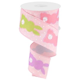 2.5" Bunny Bottoms Royal Ribbon: Pale Pink (10 Yards) Easter Bunny Tail Wired Edge Ribbon RG0194615