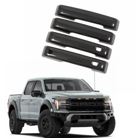 WZXDAUTO Carbon Print Door Handle Covers Trims with Smart Keyhole 4Pcs for Ford Raptor 2022 2023 ABS Plastic Decoration and Protection Exterior Accessories