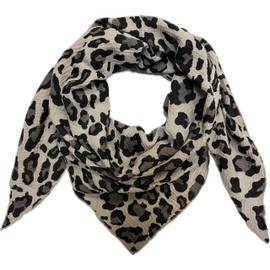 Leopard Triangle Scarf Made of 100% Cotton Spring Unisex Plain Fashion Stole Scarf Transition Period Italy Summer Knitted Scarf Knitted Scarf Leo, khaki