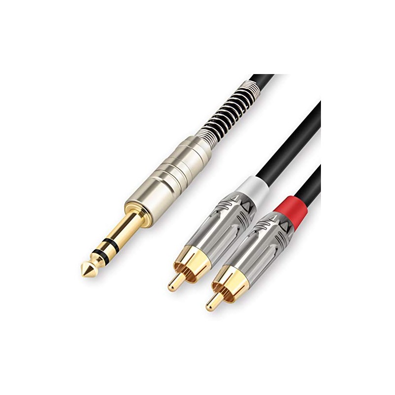 JOLGOO Cable de inserción TRS de 1/4" a RCA dual,