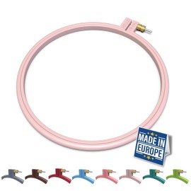 Maker Susan Plastic Embroidery Hoop, Hello Series Cross Stitch Hoops for Beginners, Punch Needle Hoop, Embroidery Frames for Sewing, Needlework, Embroidery Projects (Soft Pink, Medium 7.5" (19 cm))