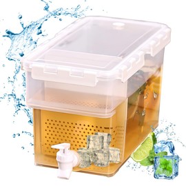 Dispensador de Bebidas 6 Litros para Refrigerador con Grifo - Contenedor de Agua Fría para Refrigerado, Jarra de Plástico sin BPA para Agua y Bebidas Frías, Buen sellado, Filtros (Gris Claro)