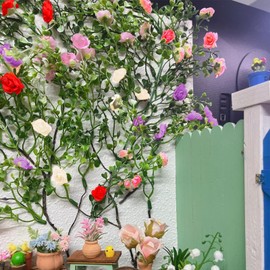 Warmtree Realistic Miniature Artificial Rose Vines Flower Decorations DIY Mini Model Railway Fairy Garden Architecture Diorama Scenery Landscape Layout (Mixed Colours)