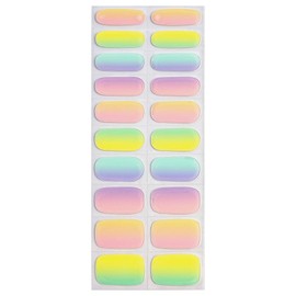 CENPEK 20 Pieces Semi Gel Nail Strips Rainbow Gradient Gel Nail Stickers UV Gel Nail Stickers with Nail File and Stick for Women Manicure