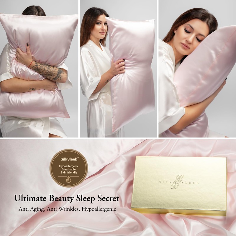 SILKSLEEK 100% Mulberry Silk Pillowcase for Hair and Skin, 22