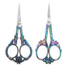 2 Pieces of Colorful Sewing Scissors, Stainless Steel Small Scissors, Craft Scissors, Office Stationery Scissors, Suitable for Cutting Needlework, Paper, Cloth