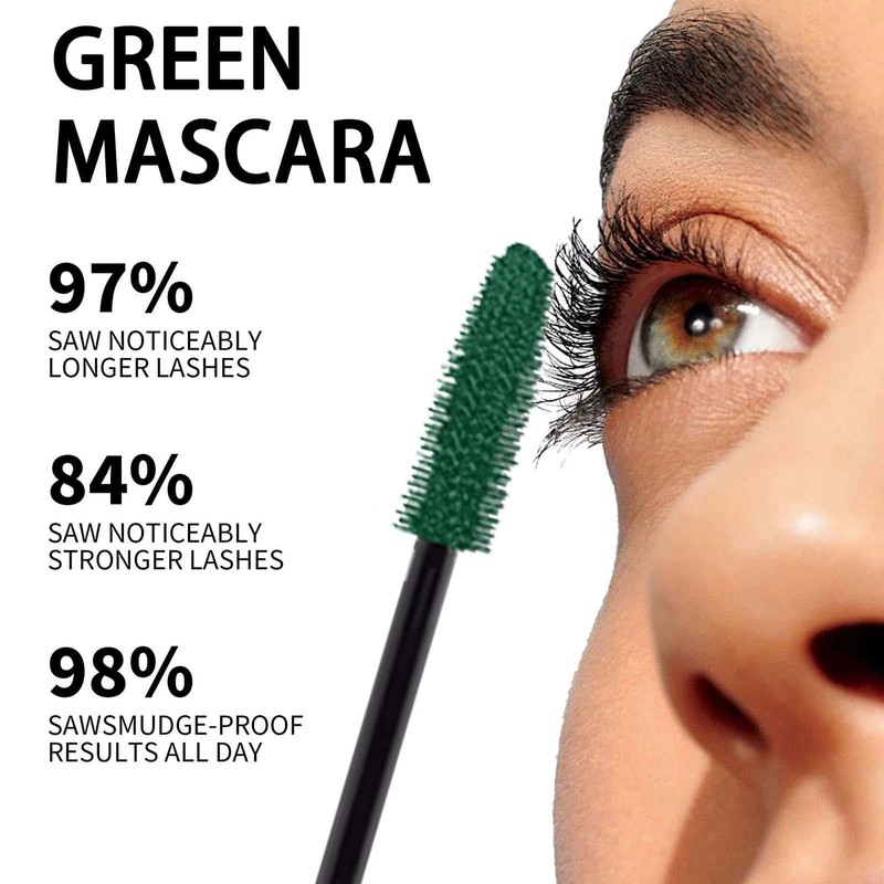 Waterproof green eyelashes - Colorful, Smudge-proof, 4D Silk Fiber Lash,