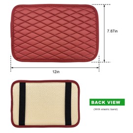 BWBWND Car Center Console Cover, PU Leather Armrest Seat Box Cover Waterproof Protector, Non Slip Comfortable Arm Rest Pad Interior Decorative Accessories for Most Vehicles (Red)