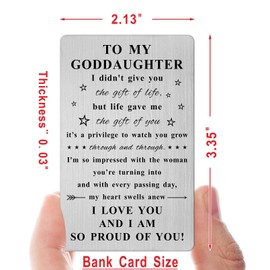 Jzxwan Goddaughter Gifts from Godmother and Godfather, Unique Christmas Birthday Wedding Day Graduation Baptism Wallet Card for Goddaughter, Goddaughter Presents for Teen Girls from Godparents