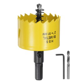 HARFINGTON Bi-Metal Hole Saw Kit 51mm / 2" Dia M42 High-Speed Steel Hole Saw Drill Bit Cutter with 3/8" Hex Shank Arbor Center Drill Wrench for Wood Plastic Drywall Plywood