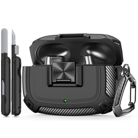 RFUNGUANGO Compatible with Beats Studio Buds/Buds+ 2021/2023, New Secure Lock Case with Cleaning Kit with Keychain for New Beats Studio Earbuds Case - Black