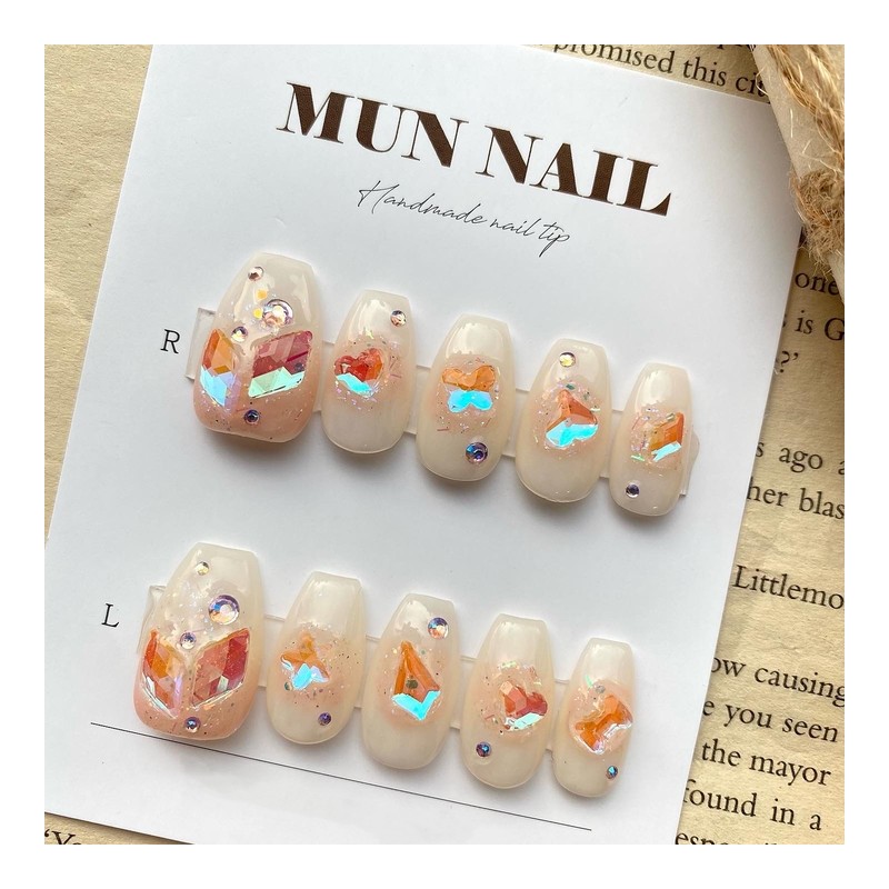 Aurora Cheek Nail Tips - Short Oval / 오로라 치크