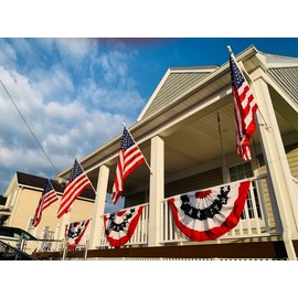 ROTERDON American Flag Bunting - 3x6 ft (4 PCS), Outdoor Patriotic Bunting, Embroidered 4th of july Decorations Outdoor, with Brass Grommets