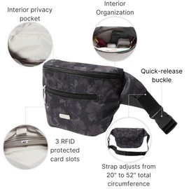 Baggallini Essential Belt Bag - 19x6" Crossbody Fanny Pack Waist Pack w/RFID & Adjustable Strap