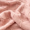 BATTILO HOME Pink Throw Blanket Diamond Pattern Indoor Outdoor Knitted