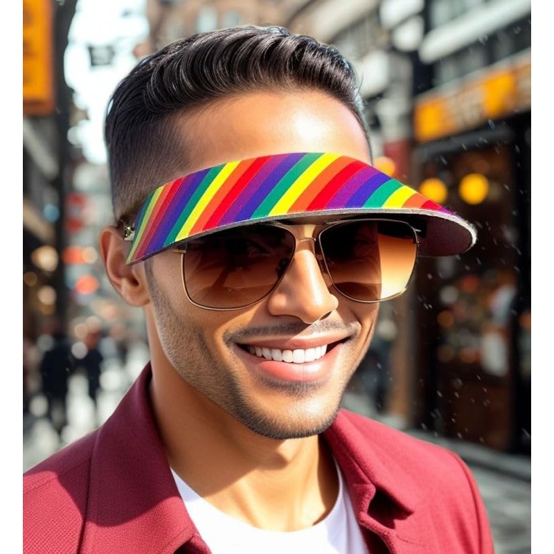 Rainbow Pride Foam Visor Attaches to Sunglasses, Unisex, 2 Visors
