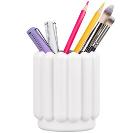 Silicone Pen Holder, Pencil Holder Cute Pens Cup for Desk for Kids Office Decor Desk Accessories Pen Pot Desk Organizer (White)