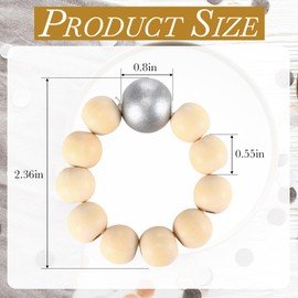 Landical 12 Pack Wood Bead Napkin Rings Farmhouse Wooden Bead Napkin Holder Rings Rustic Table Decor for Wedding Home Dining Table Party Decoration