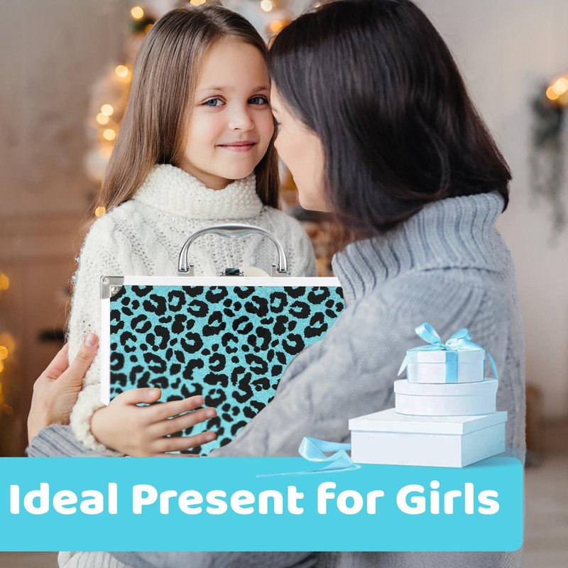 Anpro All-In-One Leopord Double Folding Makeup Carry Case with Pro