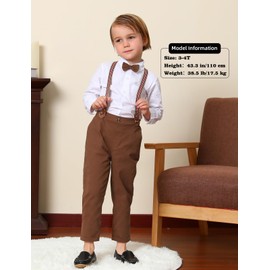 A&J DESIGN Toddler Suit Boy Baby Wedding Formal Gentleman Dress Easter Fall Thanksgiving Tan Outfit 2-3T Brown