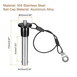 TA-VIGOR Ball Locking Pins, 10mm Dia 41mm Length 304 Stainless Steel Push-Button Quick Release Pin with Lanyard Cable