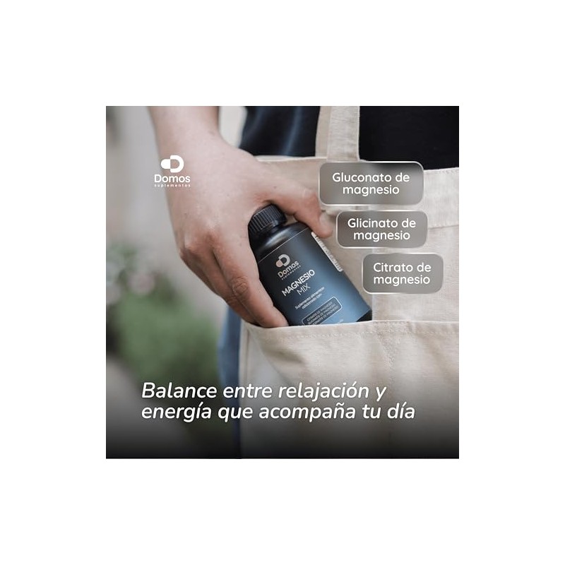 Suplementos Domos - Magnesio Mix: Citrato, Glicinato Y Gluconato-120 Cápsulas