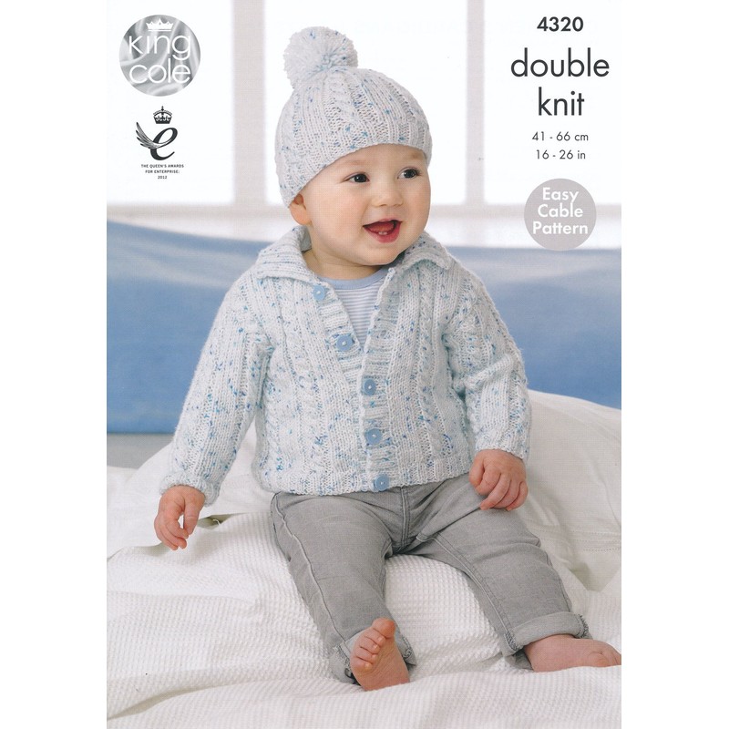 King Cole Double Knitting Pattern Easy Cable Design Baby Cardigans