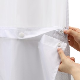 FY&XZH 1 Pack Snap-in Shower Curtain Liner Replacement, Waterproof White Fabric Liner with 3 Magnets, 70" W x 54" H, Removable & Washable Liner, Fits 72" W x 75" H Mesh Top No kook Shower Curtains