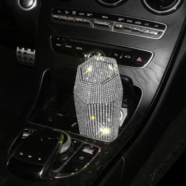 Bling Rhinestone Car Trash Can with Lid, Sparkly Garbage Can, Bling Diamond Design Small Automatic Portable Trash Can for Automotive, Home, Office, Kitchen, Bedroom.