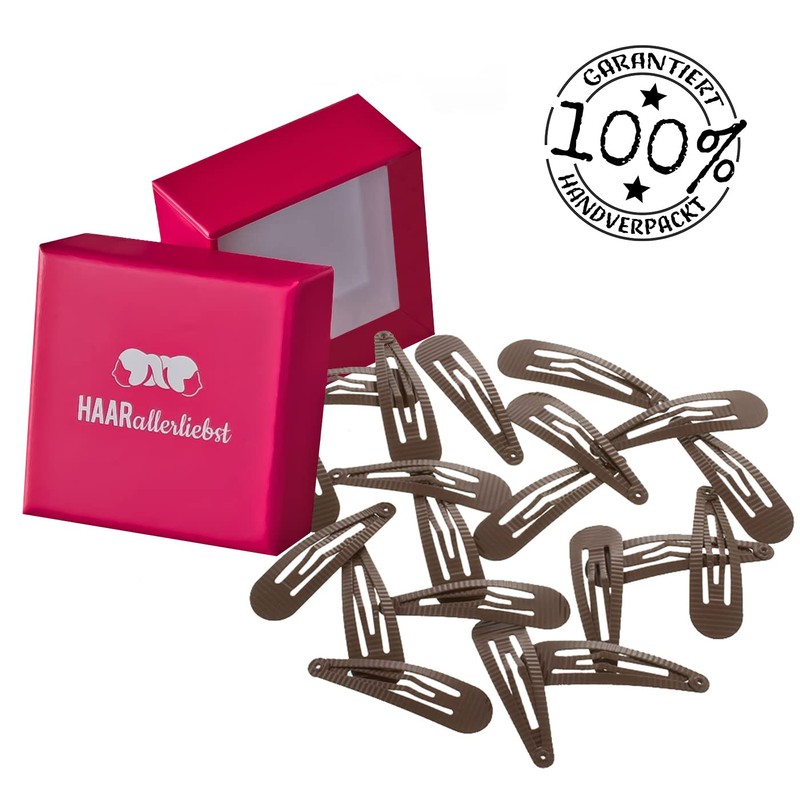 HAARallerliebst Ribbed Hair Clips (20 Pieces | Brown | 5