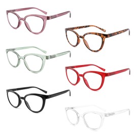 IVNUOYI 6 Pack Reading Glasses Blue Light Blocking Stylish Ladies Readers with Spring Hinges,Anti Glare UV Eyestrain,Computer Eyeglasses for Women 1.5