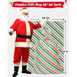 Large Christmas Gift Bags, 2PCS 56"X 36" Jumbo Extra Large Gift Bag, XL Christmas Bags for Wrapping Oversized Giant Huge Gifts, Xmas Santa Big Holiday Gift Bags, XXL Plastic Gift Bags for Presents