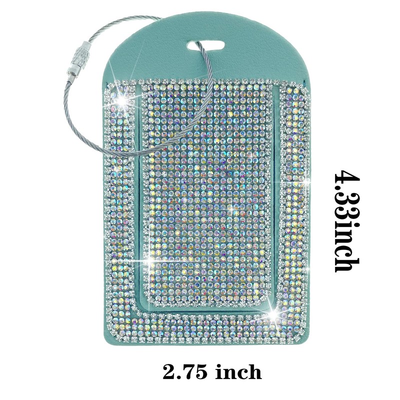 Glittering Blue Diamond Luggage Tag - Sparkling Rhinestone, Bling Baggage