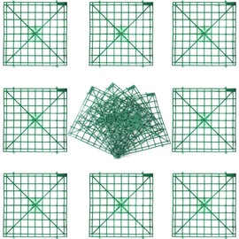 Miupoo Artificial Flower Grid Panels Grid Panels, Flowers Wall Arches Background, Green Flowers Plastic Fences Frame, 12 Pieces, 25 x 25 cm