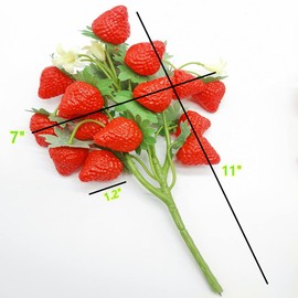 XIZHI 11.7" Artificial Strawberries Decor 2 Bunches Fake Strawberry Branch Beautiful Red Strawberry Branches Decoration for Home Holiday Farmhouse Table Centerpiece and Home Decoration