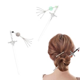 YFaith Pack of 3 Hair Sticks, Sword Shaped Hairpin Chinese, Zinc Alloy Hair Stick, Vintage Sword Hairpins, for Chinese Hairstyle Design or as a Gift
