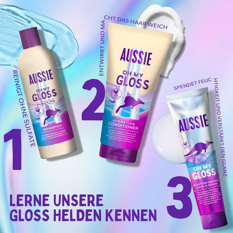 Aussie Oh My Gloss Moisture-Mazing Siero Senza Risciacquo 160ml. Booster
